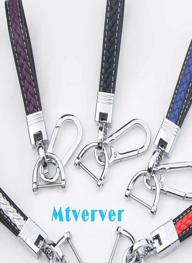Mtverver New Woven Rope Key chain,Microfiber red leather keychain with 3 Key Ring and Anti-Lost D Ring - Image 5